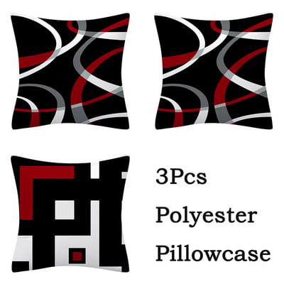 3db Red Series geometrikus poliészter párnahuzat kerek patchwork párnahuzat kanapé lakberendezési szék ülőpárnahuzat