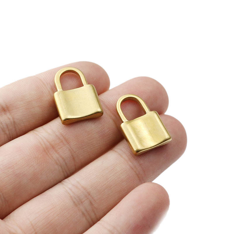 5 DB/tétel rozsdamentes acél 22x13 mm-es zár medálok Pad Lock Charms Fit DIY nyaklánc karkötő medál ékszer készítés