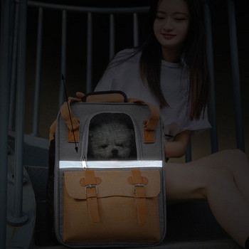 Μεταφορέας κατοικίδιων ζώων Φορητή τσάντα γάτας ταξιδιού Μεγάλου χώρου Αναπνεύσιμη τσάντα γάτας Νυχτερινή αντανακλαστική σακίδιο σκύλου