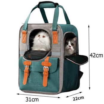 Pet Cat Carrier Преносима пътна чанта за котки Голямо пространство Дишаща чанта Cat Night Светлоотразителна раница за кучета