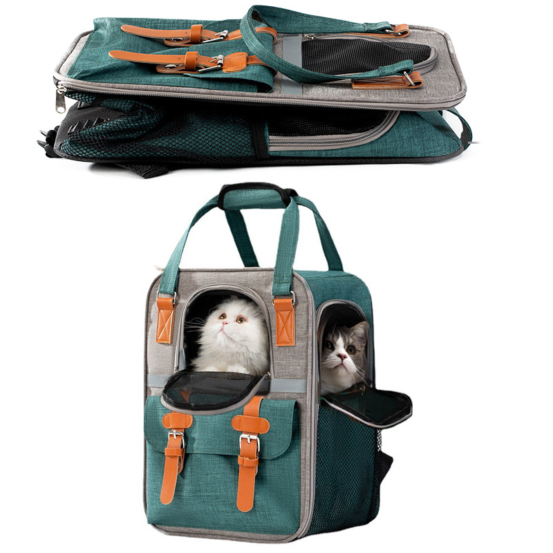 Kisállat macskahordozó hordozható utazó macskatáska nagy méretű, légáteresztő kézitáska macska éjszakai fényvisszaverő kutya hátizsák