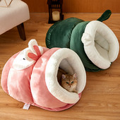 Ημι-κλειστό τσόχα σπιτάκι γάτας Γκρι κομψό αποσπώμενο ρείθρο ύπνου που πλένεται κρεβάτι γατάκι κουτάβι κατοικίδιο Universal