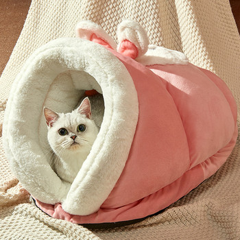 Ημι-κλειστό τσόχα σπιτάκι γάτας Γκρι κομψό αποσπώμενο ρείθρο ύπνου που πλένεται κρεβάτι γατάκι κουτάβι κατοικίδιο Universal