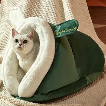 Ημι-κλειστό τσόχα σπιτάκι γάτας Γκρι κομψό αποσπώμενο ρείθρο ύπνου που πλένεται κρεβάτι γατάκι κουτάβι κατοικίδιο Universal