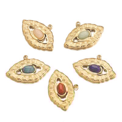 5db rozsdamentes acél bohém romantikus pár ajkak varázslatok természetes kő medálok barkács ékszerek készítése kellékek nagykereskedelme