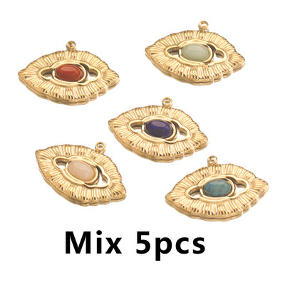 5db rozsdamentes acél bohém romantikus pár ajkak varázslatok természetes kő medálok barkács ékszerek készítése kellékek nagykereskedelme