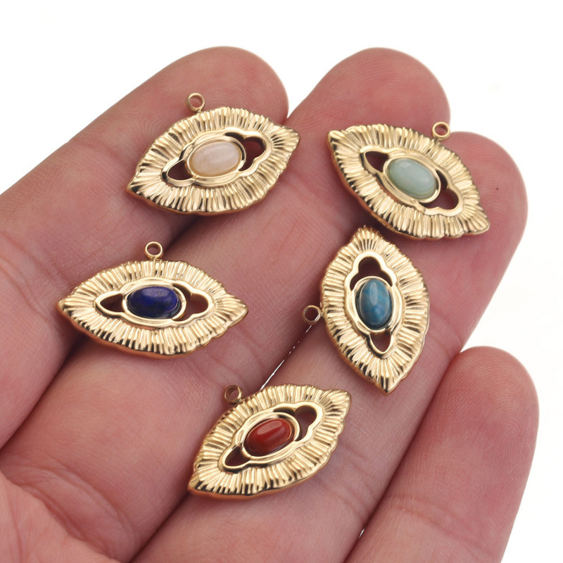 5db rozsdamentes acél bohém romantikus pár ajkak varázslatok természetes kő medálok barkács ékszerek készítése kellékek nagykereskedelme