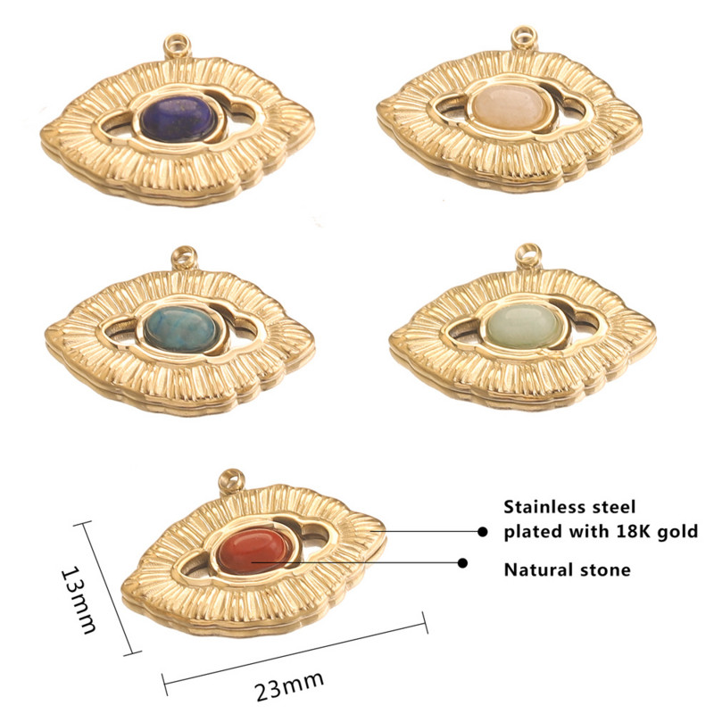 5db rozsdamentes acél bohém romantikus pár ajkak varázslatok természetes kő medálok barkács ékszerek készítése kellékek nagykereskedelme