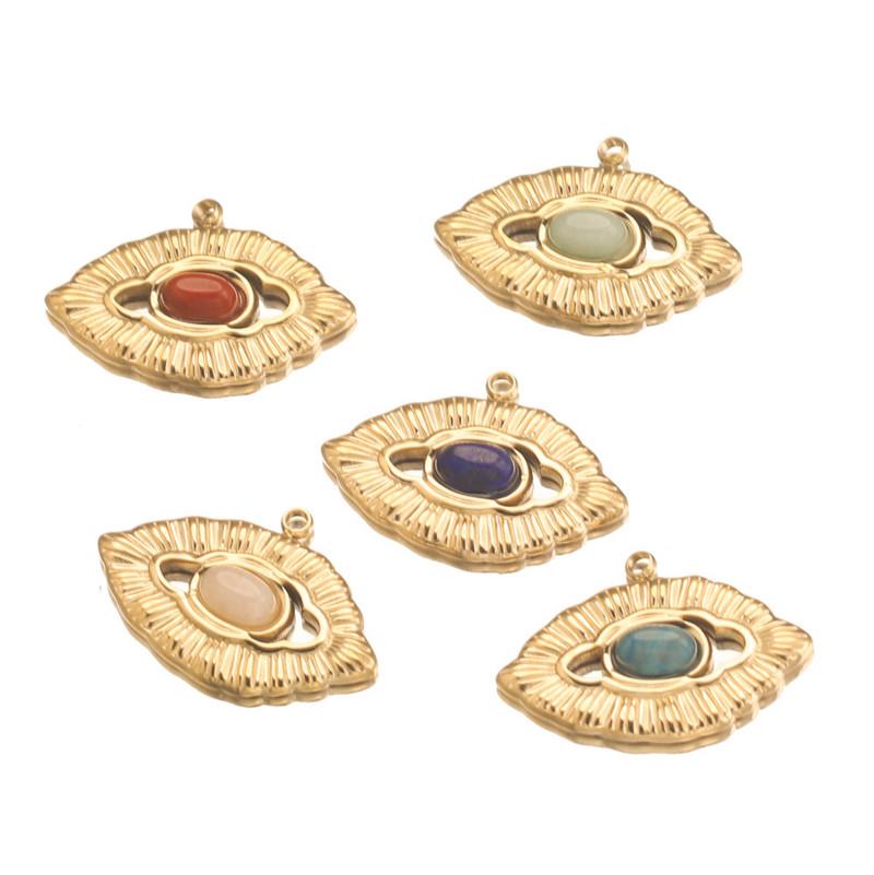 5db rozsdamentes acél bohém romantikus pár ajkak varázslatok természetes kő medálok barkács ékszerek készítése kellékek nagykereskedelme