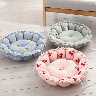 Spalvota sofa-lova apvalus šuo Patogus šiltas kilimėlis namas kilnojamas katės miegamasis lizdas, plaunamas naminių gyvūnėlių dėžės reikmenys universalūs