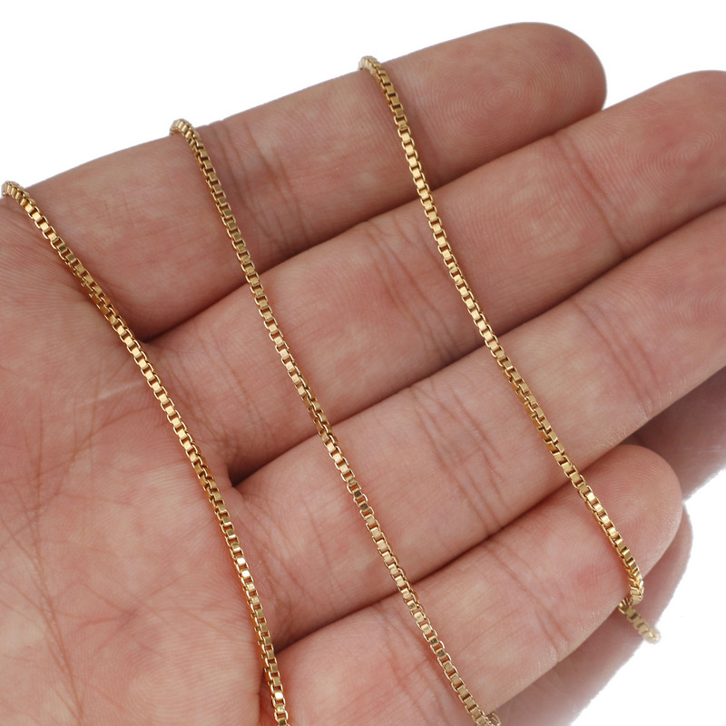 2 méter, 1,5 mm széles rozsdamentes acél négyzet alakú dobozlánc női nyaklánc készítés barkács kézzel készített ékszerek nagykereskedelme