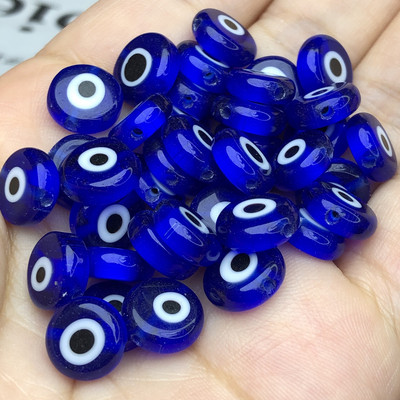 6/8/10 mm-es lapos, kerek alakú gyöngyök Színes Evil Eye lámpafény üvegezett üveggyöngyök karkötő nyaklánchoz barkács ékszer készítés kézműves
