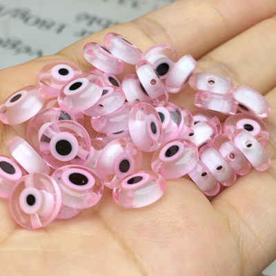 6/8/10 mm-es lapos, kerek alakú gyöngyök Színes Evil Eye lámpafény üvegezett üveggyöngyök karkötő nyaklánchoz barkács ékszer készítés kézműves