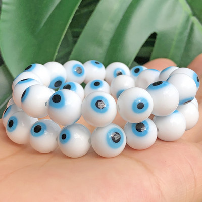 6/8/10 mm-es lapos, kerek alakú gyöngyök Színes Evil Eye lámpafény üvegezett üveggyöngyök karkötő nyaklánchoz barkács ékszer készítés kézműves