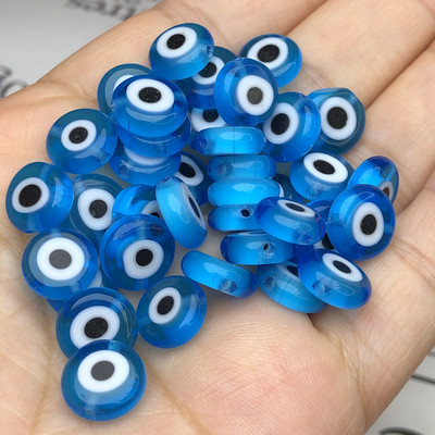 6/8/10 mm-es lapos, kerek alakú gyöngyök Színes Evil Eye lámpafény üvegezett üveggyöngyök karkötő nyaklánchoz barkács ékszer készítés kézműves