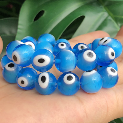 6/8/10 mm-es lapos, kerek alakú gyöngyök Színes Evil Eye lámpafény üvegezett üveggyöngyök karkötő nyaklánchoz barkács ékszer készítés kézműves