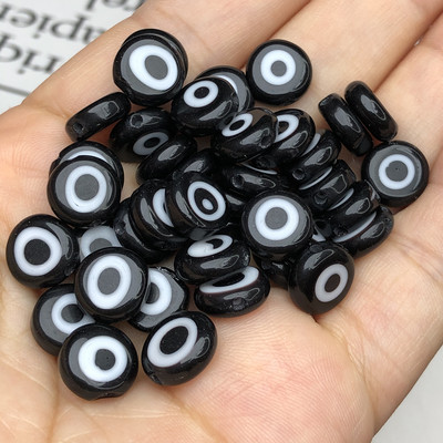 6/8/10 mm-es lapos, kerek alakú gyöngyök Színes Evil Eye lámpafény üvegezett üveggyöngyök karkötő nyaklánchoz barkács ékszer készítés kézműves