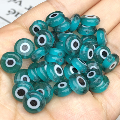 6/8/10 mm-es lapos, kerek alakú gyöngyök Színes Evil Eye lámpafény üvegezett üveggyöngyök karkötő nyaklánchoz barkács ékszer készítés kézműves