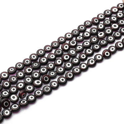 6/8/10 mm-es lapos, kerek alakú gyöngyök Színes Evil Eye lámpafény üvegezett üveggyöngyök karkötő nyaklánchoz barkács ékszer készítés kézműves