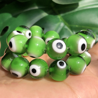 6/8/10 mm-es lapos, kerek alakú gyöngyök Színes Evil Eye lámpafény üvegezett üveggyöngyök karkötő nyaklánchoz barkács ékszer készítés kézműves