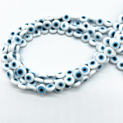 Új 8 mm-es többszínű lapos hátú kerek/szív gyöngyök Evil Eye és Flower üveggyöngyök ékszerkészítéshez barkácsolási kiegészítők