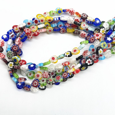 Új 8 mm-es többszínű lapos hátú kerek/szív gyöngyök Evil Eye és Flower üveggyöngyök ékszerkészítéshez barkácsolási kiegészítők