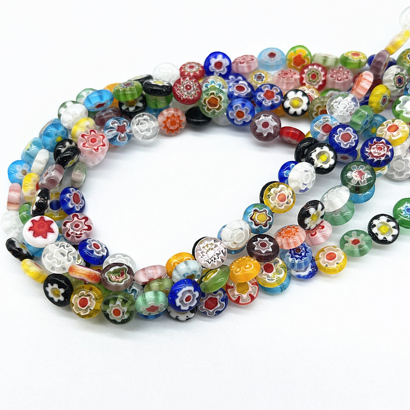Új 8 mm-es többszínű lapos hátú kerek/szív gyöngyök Evil Eye és Flower üveggyöngyök ékszerkészítéshez barkácsolási kiegészítők