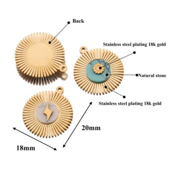 5 бр. Слънчево цвете Естествен камък и неръждаема стомана Златни талисмани Светкавици Висулки Направи си сам връзка Обеци Колиета Изработка на бижута