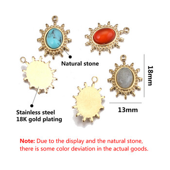 5 бр. 13x18 мм естествен камък и овални талисмани от неръждаема стомана талисмани с капка вода за висящи Направи си сам изработка на колие за обеци