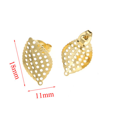 10db/tétel Új rozsdamentes acél levélleletek Stud Fülbevaló Alap tűtartó alkatrészek Fülbevaló barkács ékszerkészítési kellékek