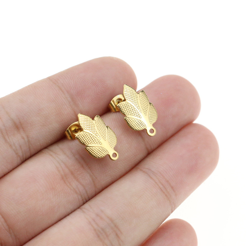 10db/tétel Új rozsdamentes acél levélleletek Stud Fülbevaló Alap tűtartó alkatrészek Fülbevaló barkács ékszerkészítési kellékek