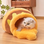 Φωλιά γάτας σε σχήμα γλάστρας μελιού Ημίκλειστο Αποσπώμενο μαξιλάρι που διατηρεί τη θερμοκρασία του χειμώνα, φθινόπωρο, σπιτάκι για σκύλους για ύπνο, κρεβάτι για κατοικίδια