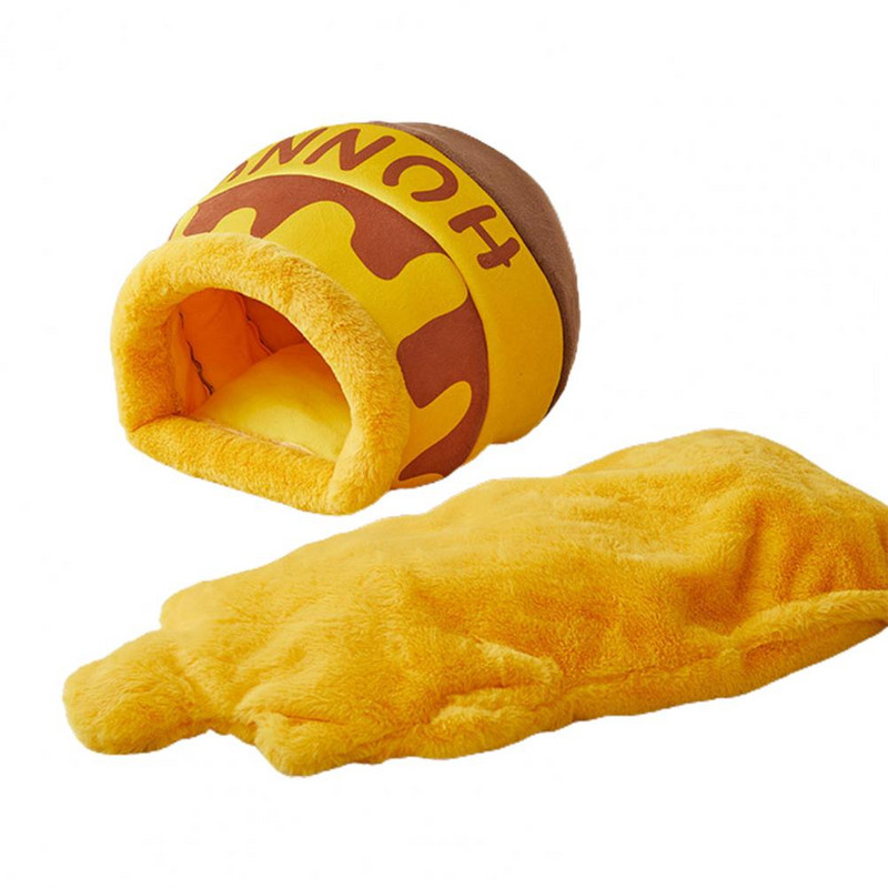 Φωλιά γάτας σε σχήμα γλάστρας μελιού Ημίκλειστο Αποσπώμενο μαξιλάρι που διατηρεί τη θερμοκρασία του χειμώνα, φθινόπωρο, σπιτάκι για σκύλους για ύπνο, κρεβάτι για κατοικίδια