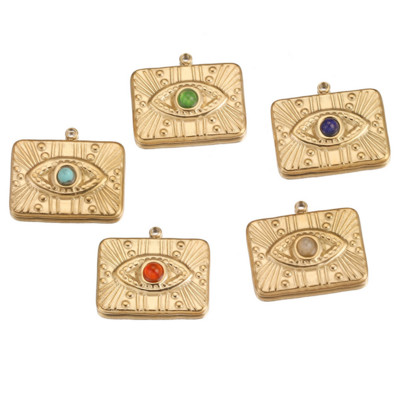 5 τμχ Ανοξείδωτο ατσάλι ClassicTurkish Evil Eye Ορθογώνιο Μενταγιόν Γούρι από φυσική πέτρα diy Βραχιόλι Κολιέ Σκουλαρίκι Κατασκευή κοσμημάτων