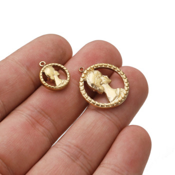 5 τμχ Ανοξείδωτη επιμεταλλωμένη χρυσή κλειδαριά μετάλλιο Coin Charms Queen Angel Hollow μενταγιόν για Diy κολιέ Κατασκευές κοσμημάτων Χονδρική