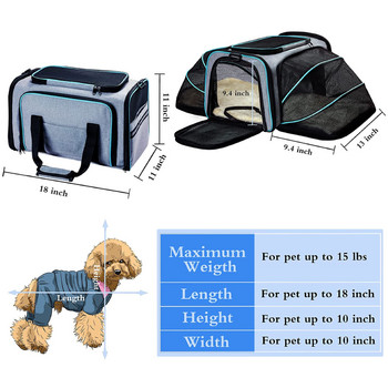 Одобрена от авиокомпания разширяема чанта за котка и домашен любимец Сгъваема мека чанта за кучета Изходяща чанта за пътуване на открито Котешка чанта
