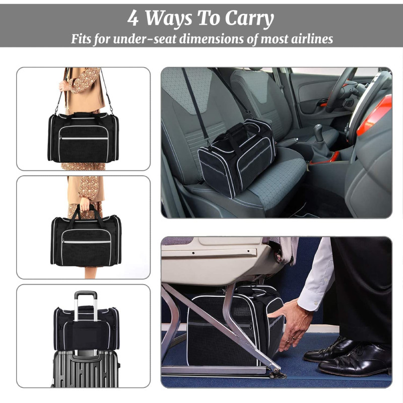 Aviokompānijas apstiprināts paplašināms pārvadātājs kaķu mājdzīvniekam, salokāms, mīksts suņu pārvadātājs, izejošs āra kaķu ceļojumu soma rokassomiņa