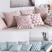 NOU 100% bumbac lână husă de pernă geometrică brodata în stil nordic modern, roz albastru, husă de pernă, husă de perne din bumbac