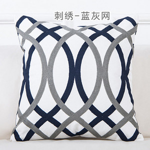 NOU 100% bumbac lână husă de pernă geometrică brodata în stil nordic modern, roz albastru, husă de pernă, husă de perne din bumbac