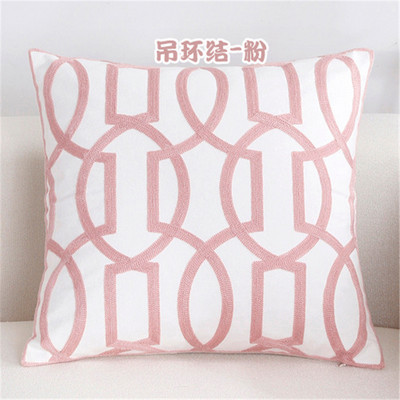 NOU 100% bumbac lână husă de pernă geometrică brodata în stil nordic modern, roz albastru, husă de pernă, husă de perne din bumbac