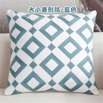NOU 100% bumbac lână husă de pernă geometrică brodata în stil nordic modern, roz albastru, husă de pernă, husă de perne din bumbac