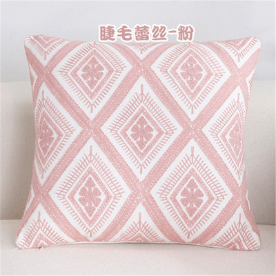 NOU 100% bumbac lână husă de pernă geometrică brodata în stil nordic modern, roz albastru, husă de pernă, husă de perne din bumbac