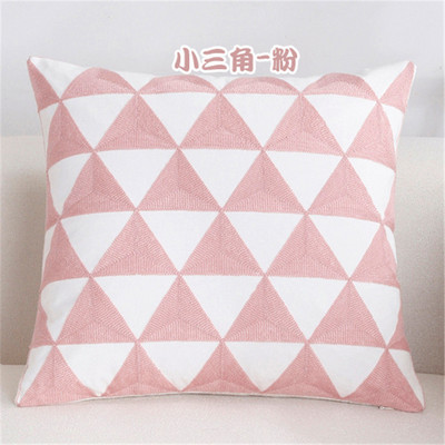 NOU 100% bumbac lână husă de pernă geometrică brodata în stil nordic modern, roz albastru, husă de pernă, husă de perne din bumbac