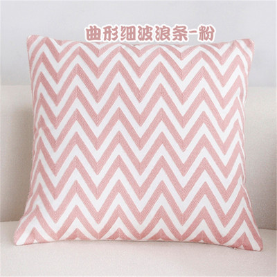NOU 100% bumbac lână husă de pernă geometrică brodata în stil nordic modern, roz albastru, husă de pernă, husă de perne din bumbac