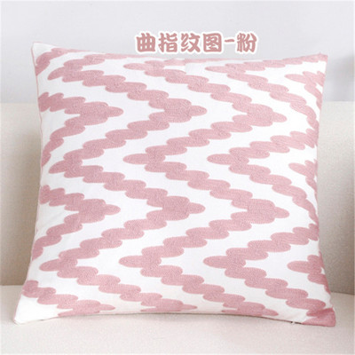 NOU 100% bumbac lână husă de pernă geometrică brodata în stil nordic modern, roz albastru, husă de pernă, husă de perne din bumbac