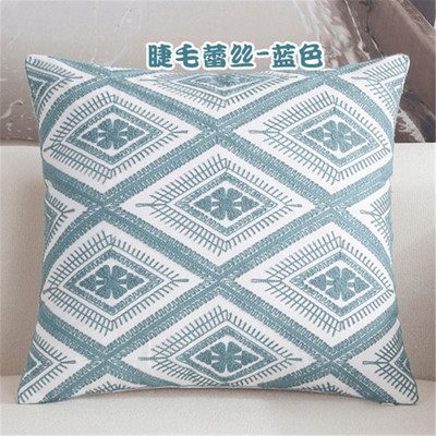 NOU 100% bumbac lână husă de pernă geometrică brodata în stil nordic modern, roz albastru, husă de pernă, husă de perne din bumbac