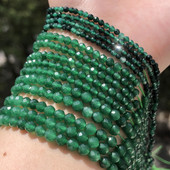 Prirodni kamen Mali 2 3 4 mm Fasetirano rezanje Labavo okruglo sitno sjeme Tamnozelene perle od žada od kalcedona za izradu nakita