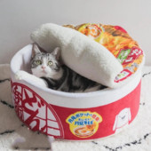 Nagy, meleg macskafészekágyak Instant Noodle Pet Cats House Kennel Super Cushion Udon Cup Noodle Pet Pet Cozy Nest kutyatartozékok