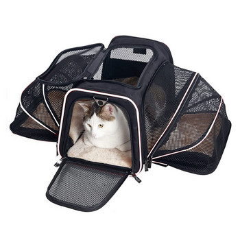 Чанта за носене на домашни любимци Преносима дишаща сгъваема чанта Чанти за носене на котки и кучета Изходящи пътувания на открито Домашни любимци Котки Дамска чанта Безопасни ципове