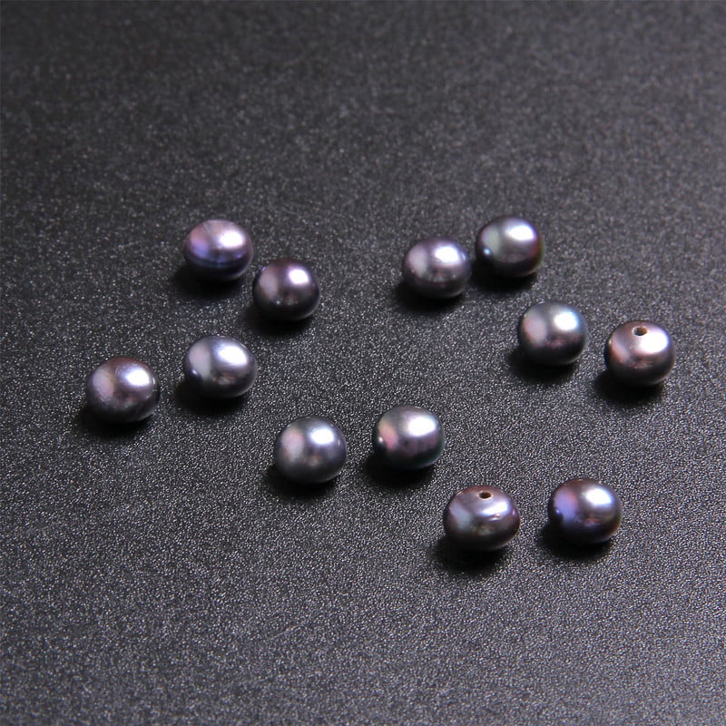 5,8 mm-es AAA édesvízi természetes gyöngyök féllyukú félkerek gyöngyök fekete gombos kenyérgyöngyök fülbevalókhoz Ékszerkészítés barkácsolás
